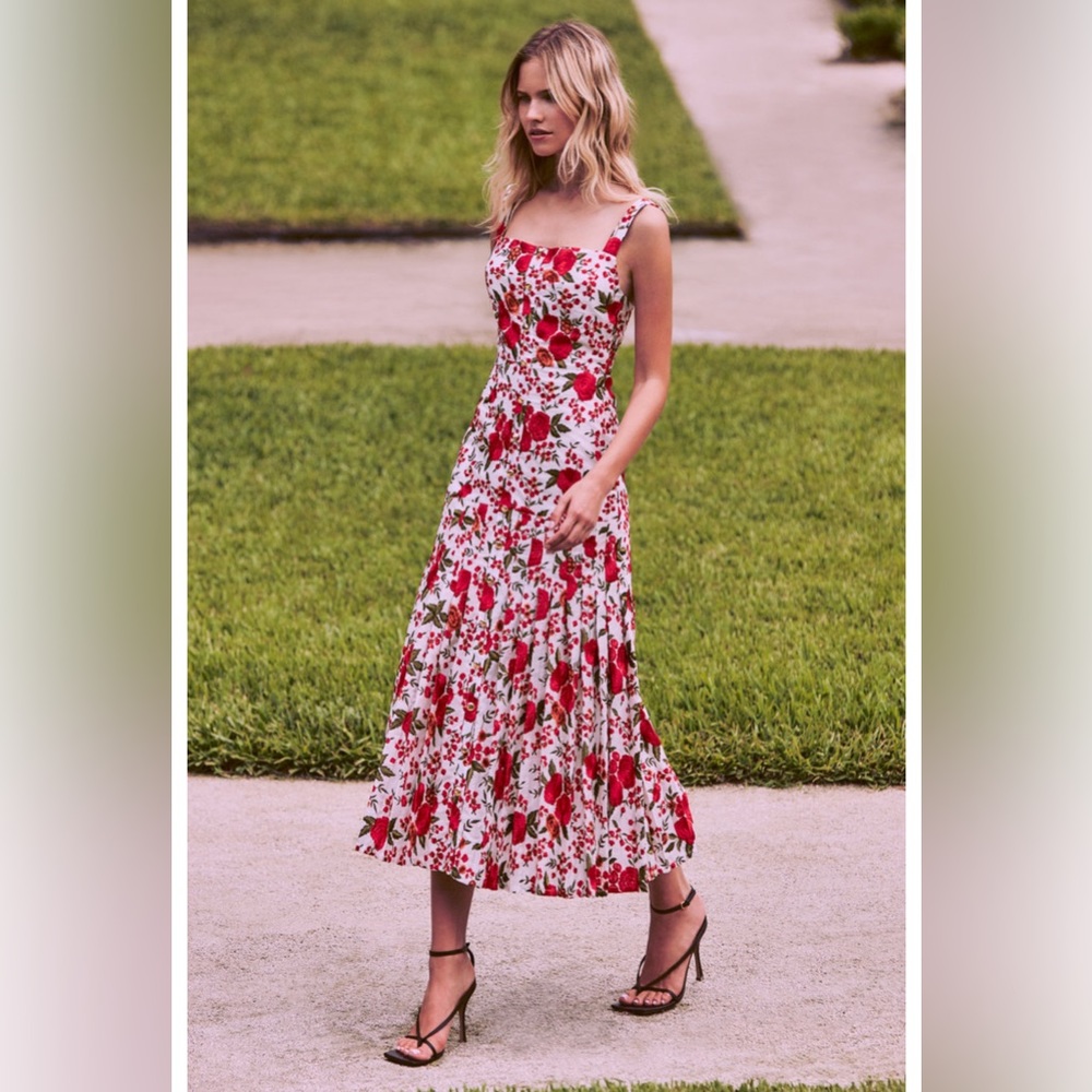 Alexis Amal Floral-Embroidered Midi Dress Size XL